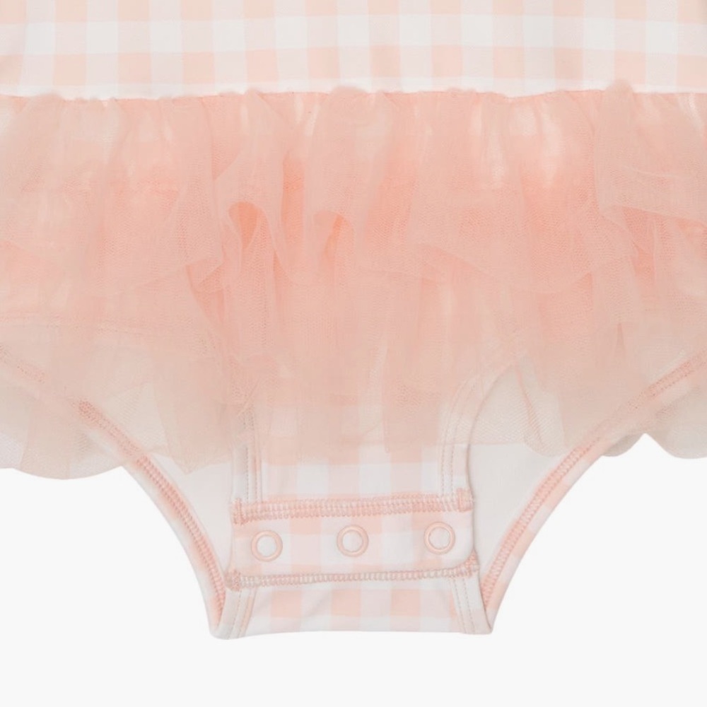 🆕Tucker + Tate Baby Girl Pink Cream Gingham Tutu One Piece Swimsuit::NWT SPF 50 - Picture 5 of 9